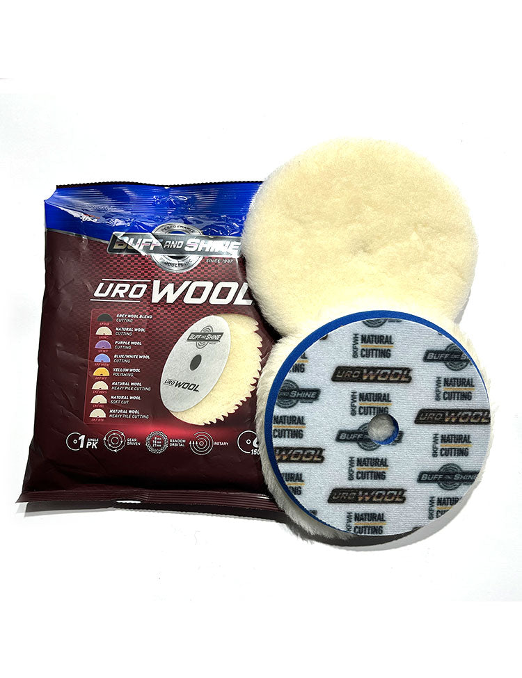 Buff and Shine - URO Wool Pad - White - Heavy Pile Cutting Pad - 6" / 150mm - 6KFWH