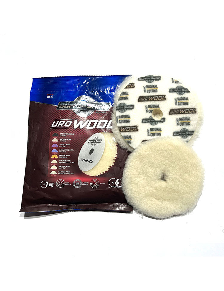 Buff and Shine - URO Wool Pad - White - Cutting Pad - 6" / 150mm - 6KWC