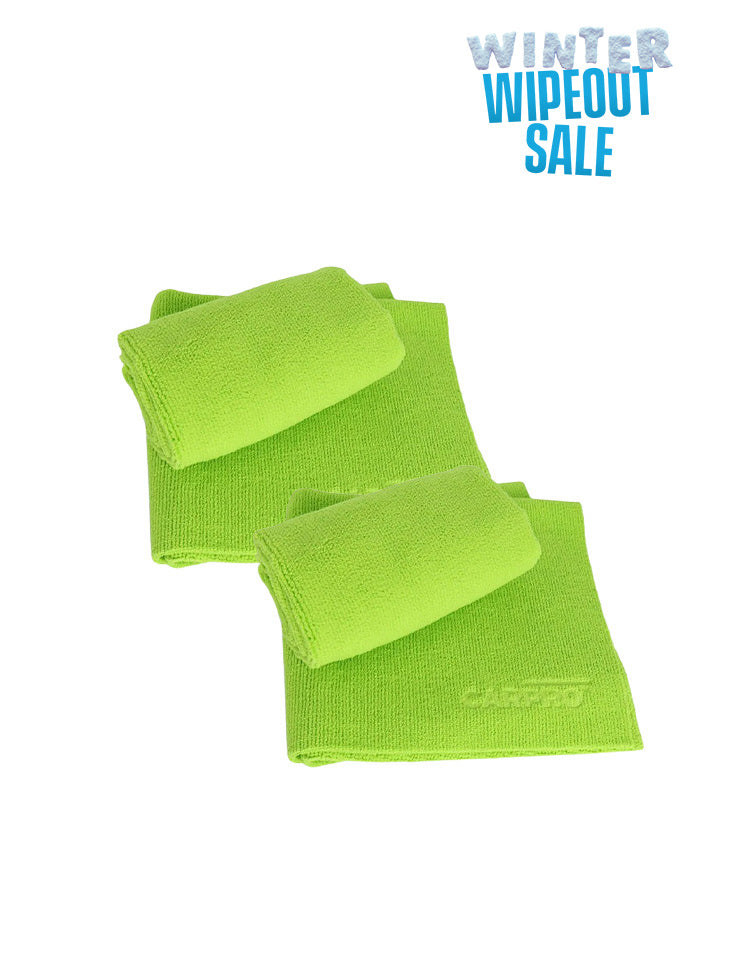 2x CarPro - 2 Face - GREEN - No Lint 320gsm Microfiber Towel - 40 x 40cm