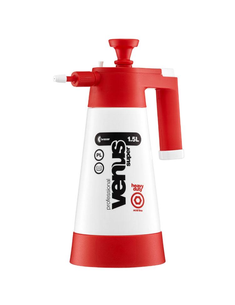 Venus PRO+ - HD Acid Pressure Sprayer - 1.5 Litres - Red - (FPM/Special Seals) pH Range: 1 to 6 (Highly Acidic)